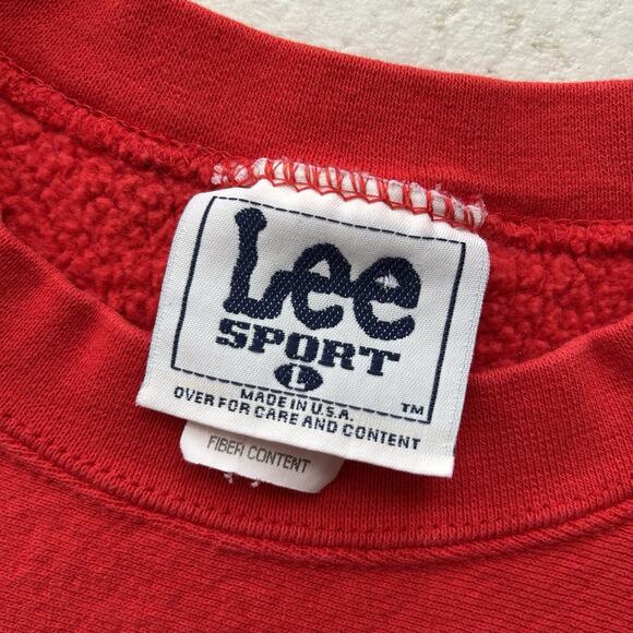 Vintage Chicago Bulls Sweatshirt Lee Nutmeg Mills Embroidered Red Large USA 90s - Picture 9 of 16